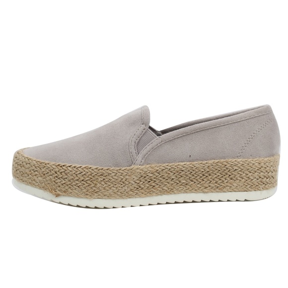 Light Grey Faux Suede Espadrille Slip On Loafer - Picture 4 of 6